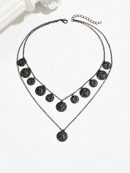 Collier ras-de-cou métal punk avec pendentif pièce