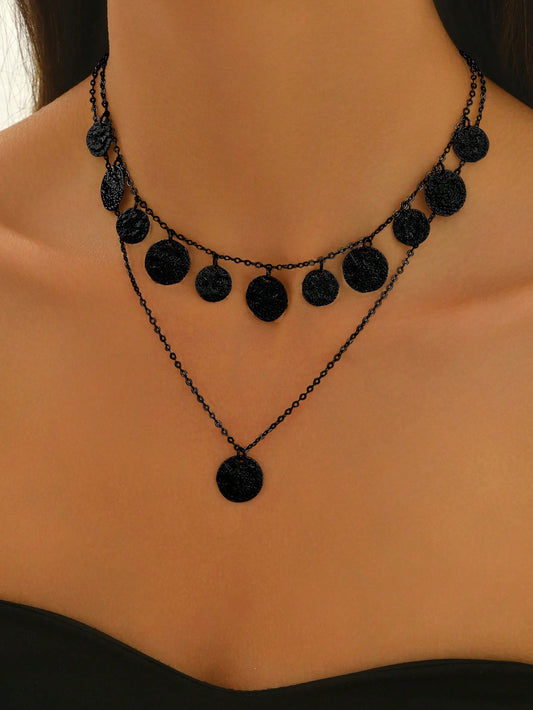 Collier ras-de-cou métal punk avec pendentif pièce