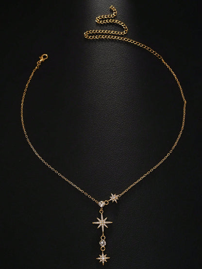 Collier ras-du-cou octagramme strass pour femmes