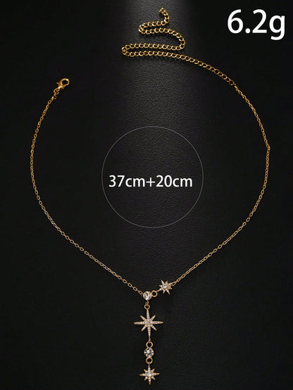 Collier ras-du-cou octagramme strass pour femmes