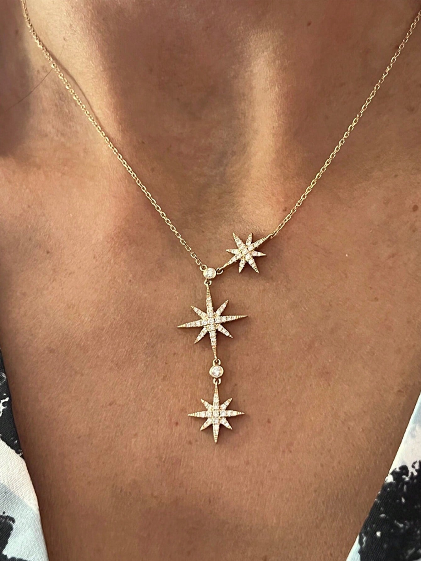 Collier ras-du-cou octagramme strass pour femmes