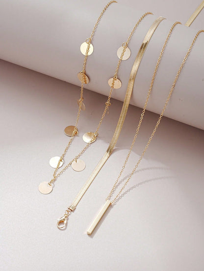 Collier 3 pièces pendentif disque et gland