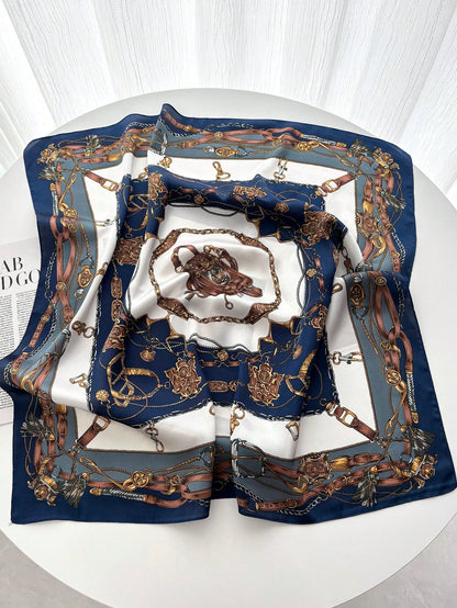 Foulard carré en satin pour femmes - Imprimé