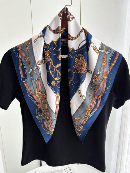 Foulard carré en satin pour femmes - Imprimé