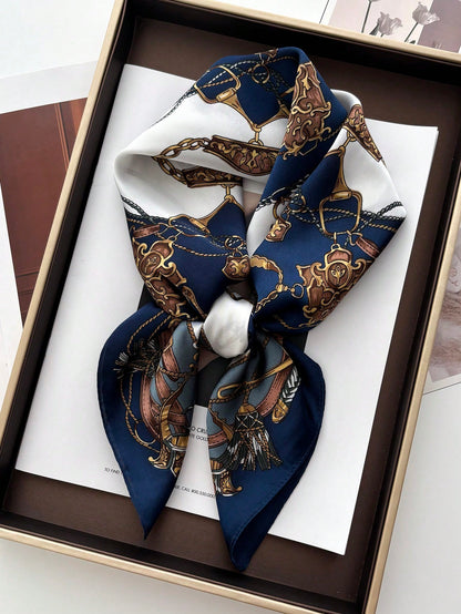 Foulard carré en satin pour femmes - Imprimé