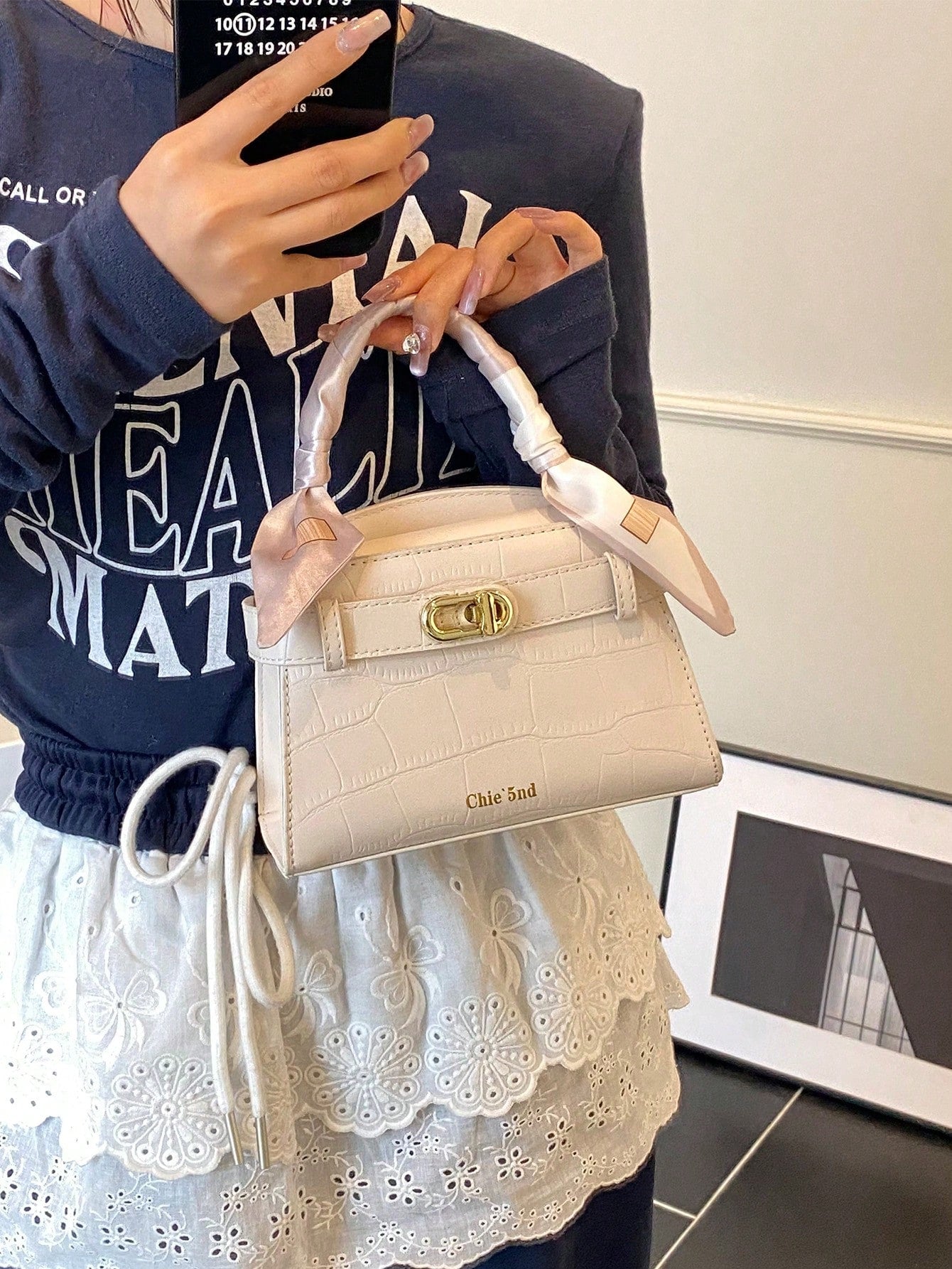 Sac à main femme crocodile PU sangle réglable multifonction