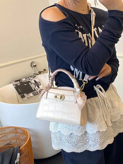 Sac à main femme crocodile PU sangle réglable multifonction