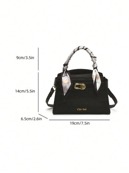Sac à main femme motif crocodile, sangle ajustable, fermeture magnétique
