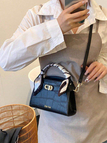 Sac à main femme motif crocodile, sangle ajustable, fermeture magnétique