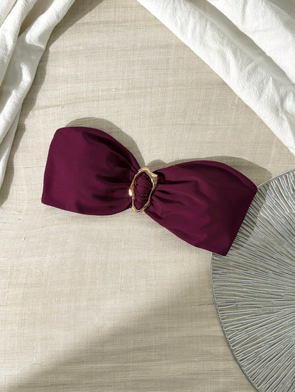 Top de bikini sans bretelle métallique pour femmes