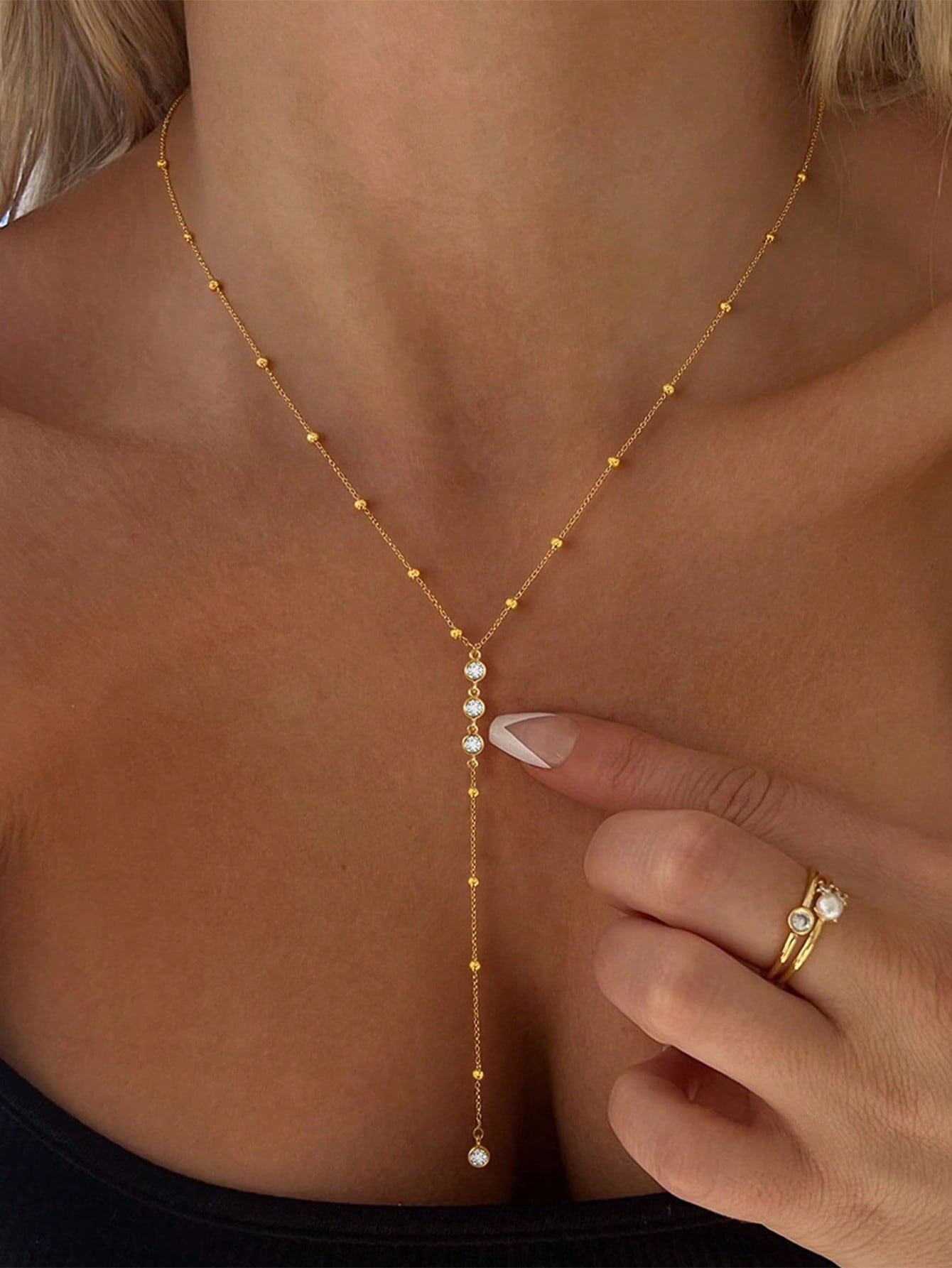 Collier en or avec diamants, modèle Y, pour femmes