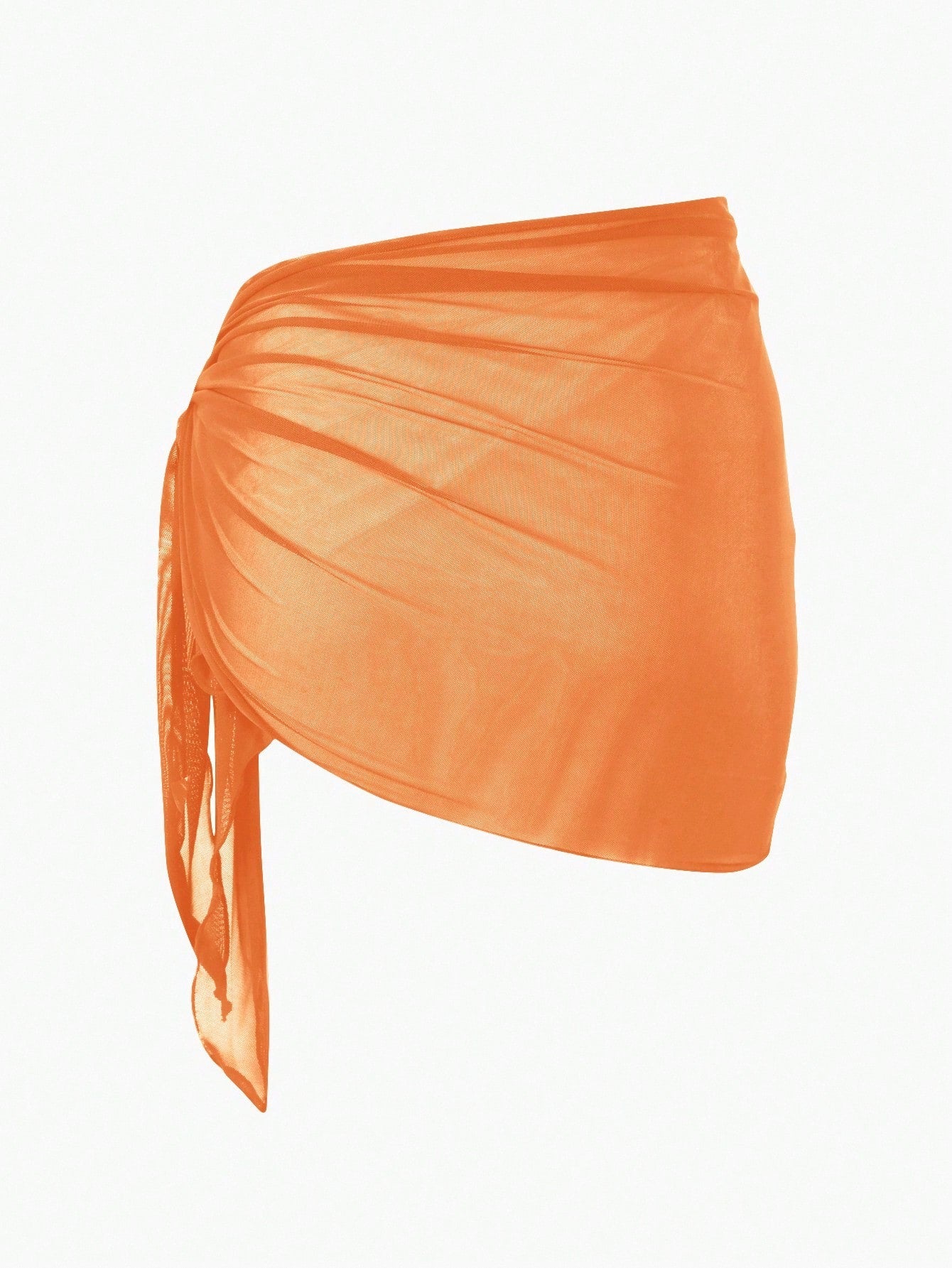 Cache-maillot avec jupe portefeuille en maille transparente