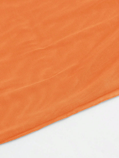 Cache-maillot avec jupe portefeuille en maille transparente