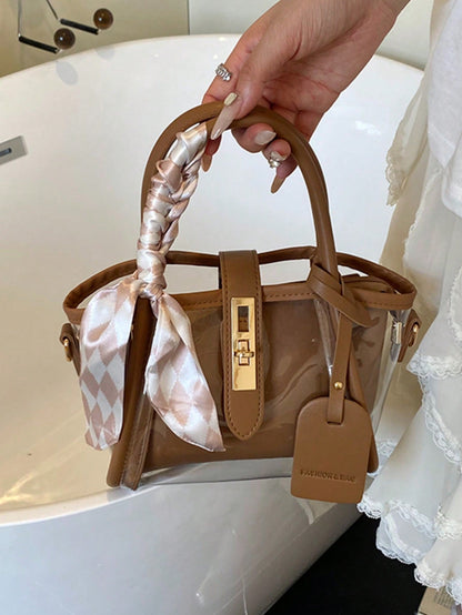 Sac mère-fille PU minimaliste avec cadenas et écharpe offerte