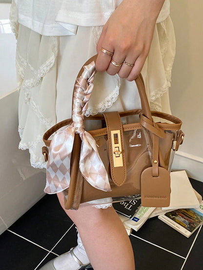 Sac mère-fille PU minimaliste avec cadenas et écharpe offerte