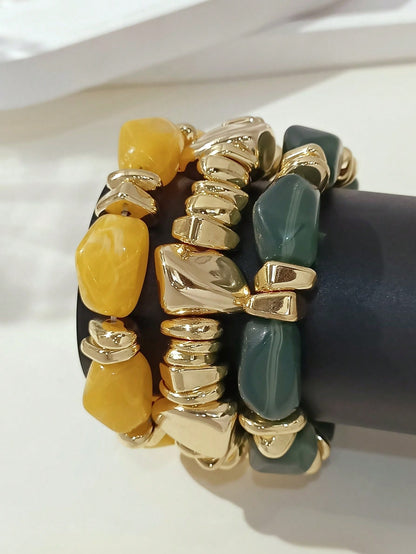 Set 3 bracelets acryliques épais marron bohème