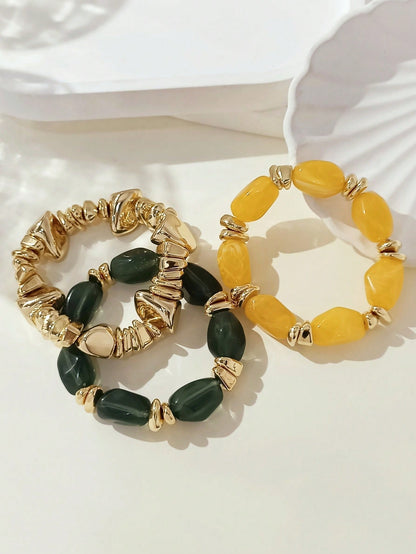 Set 3 bracelets acryliques épais marron bohème