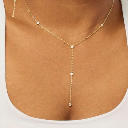 Collier Y en cristal avec pendentif et gland