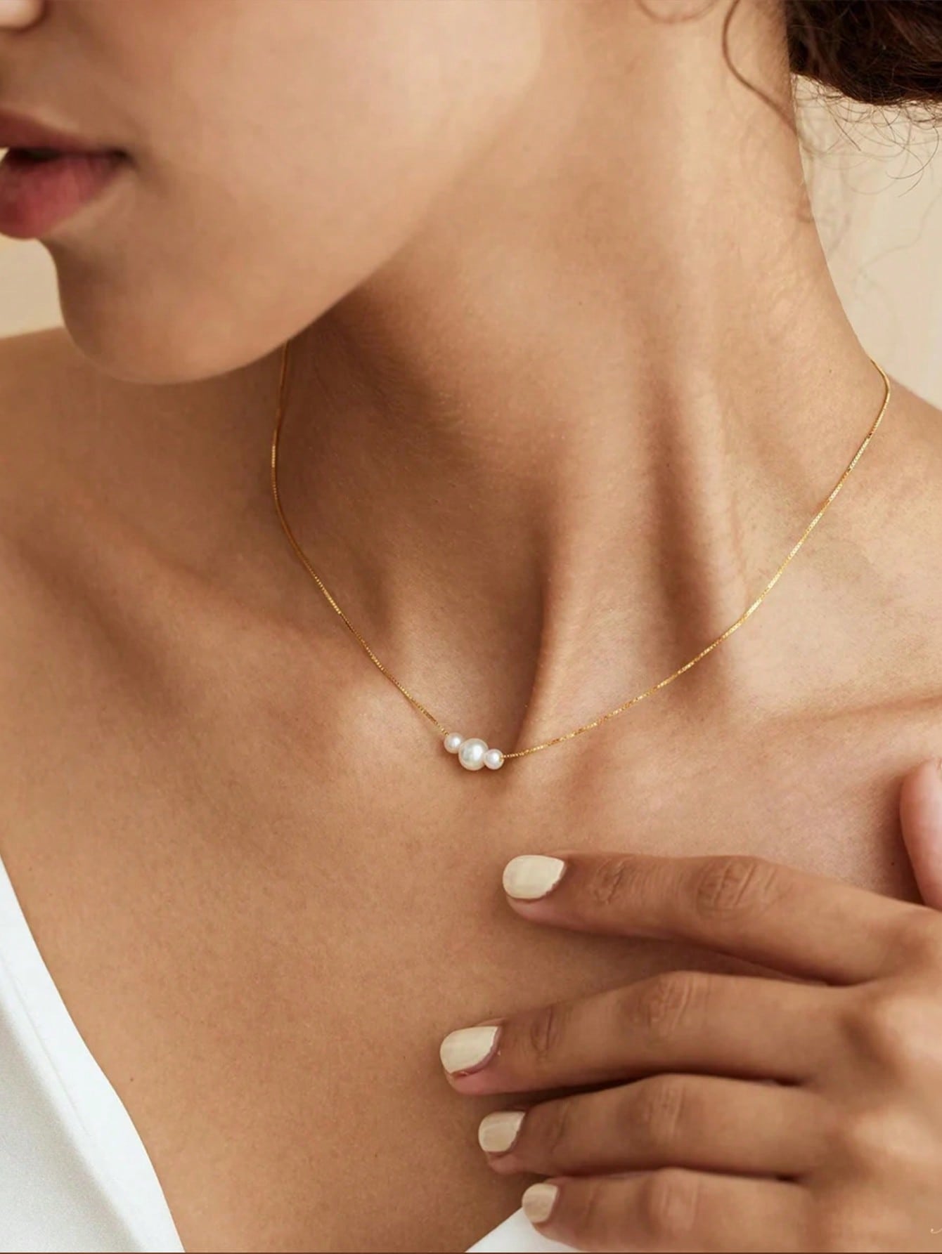 Collier perles fausses minimaliste - Quotidien femme