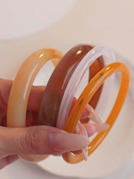 Bracelets acryliques vintage - 4 pièces pour femmes