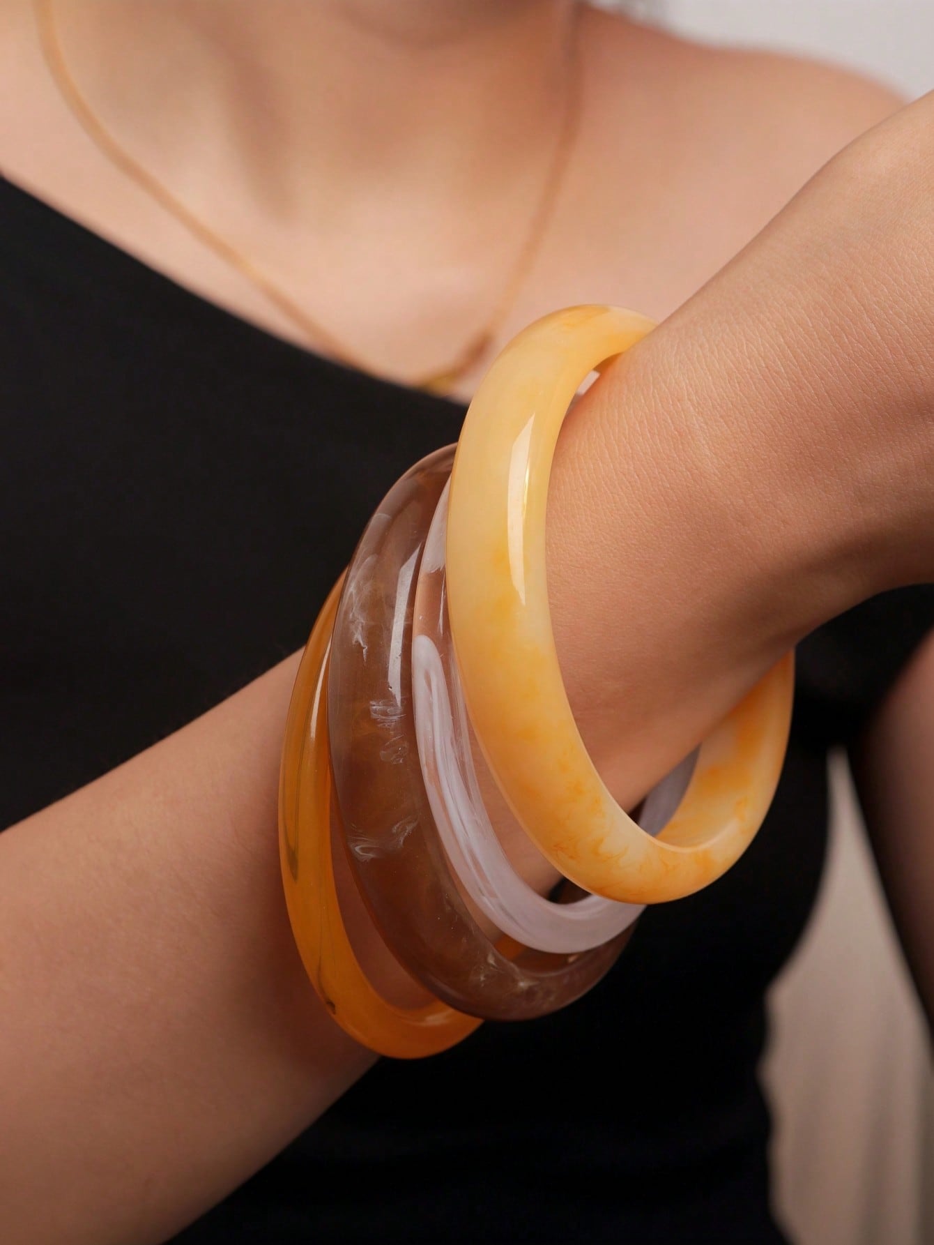 Bracelets acryliques vintage - 4 pièces pour femmes
