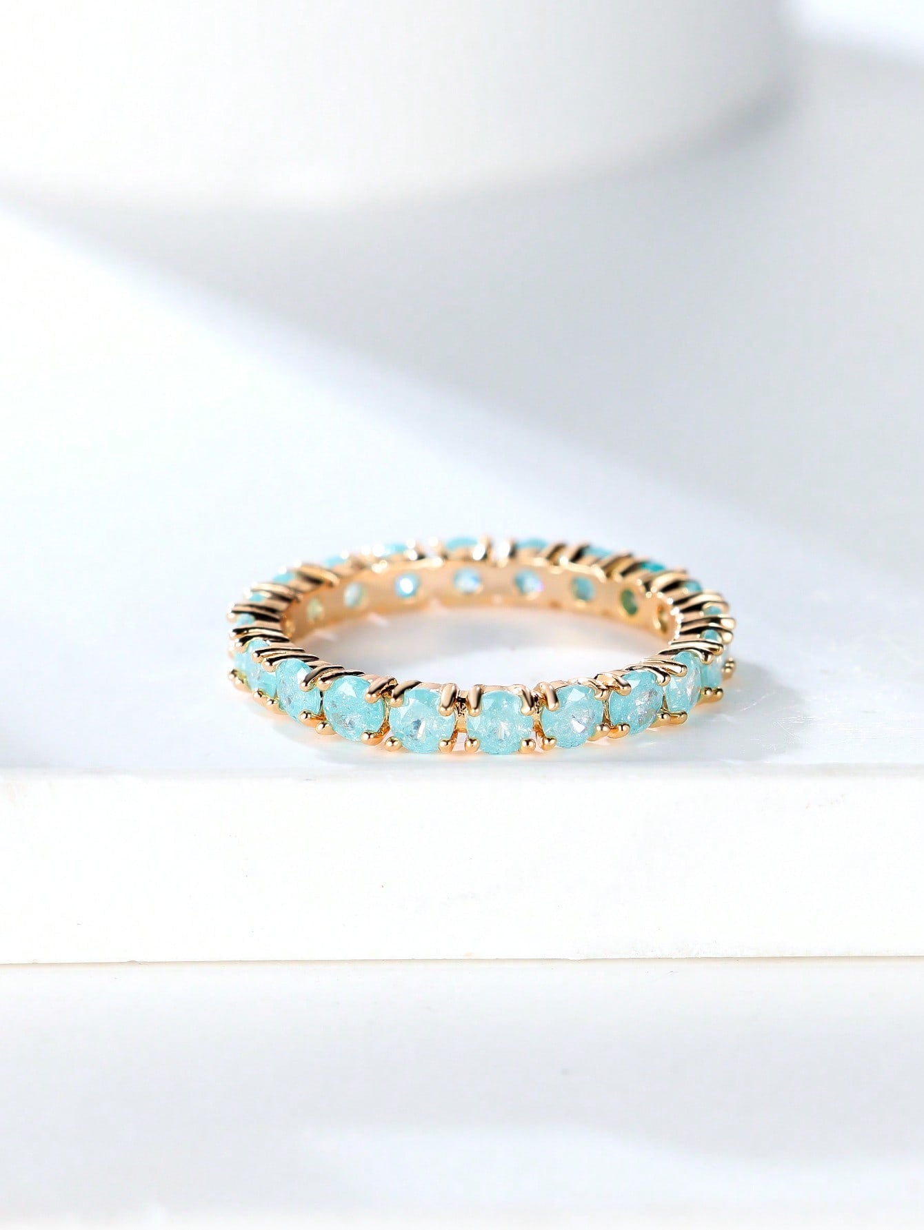 Bague de promesse bohème zircone rose, vert ou bleu aqua