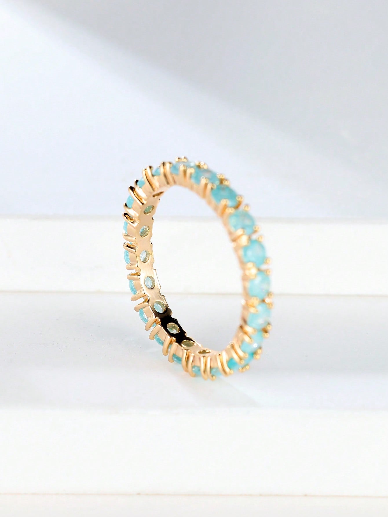 Bague de promesse bohème zircone rose, vert ou bleu aqua