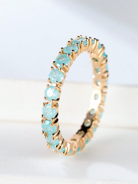 Bague de promesse bohème zircone rose, vert ou bleu aqua
