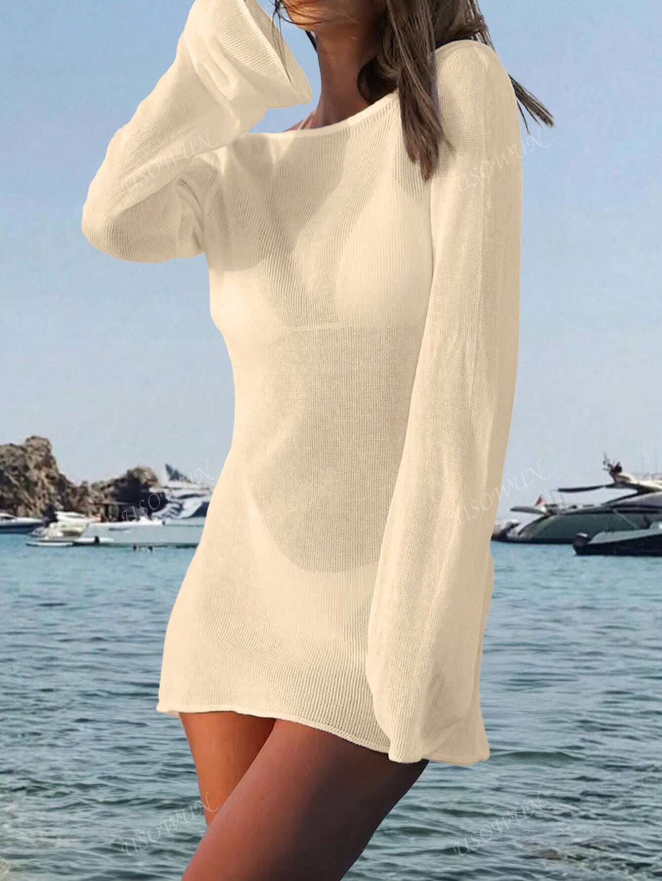 Robe transparente dos nu pour plage
