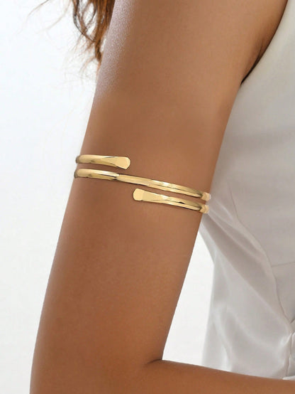 Bracelet couple or métal plat minimaliste