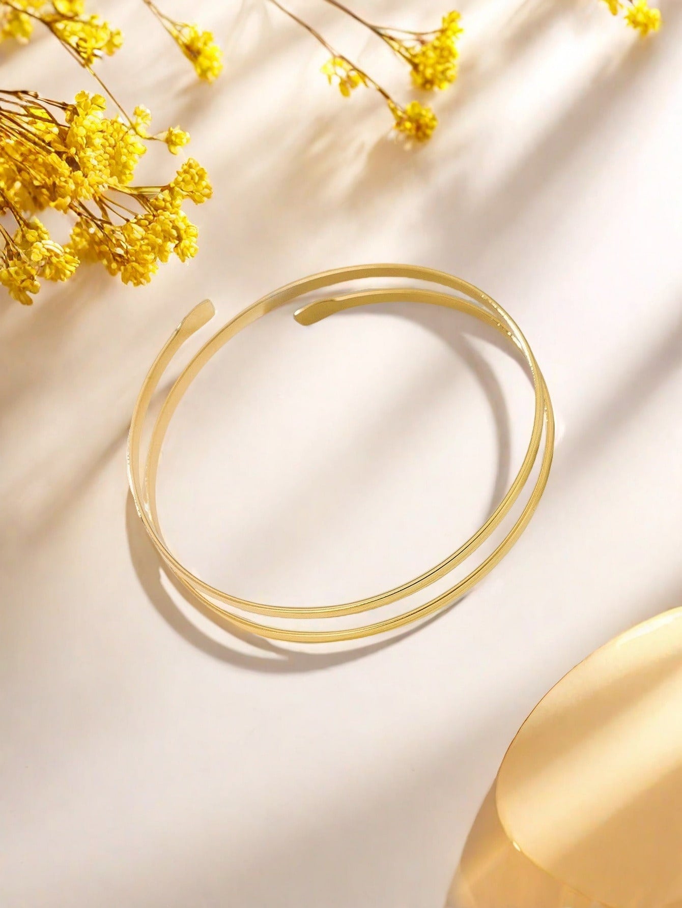Bracelet couple or métal plat minimaliste