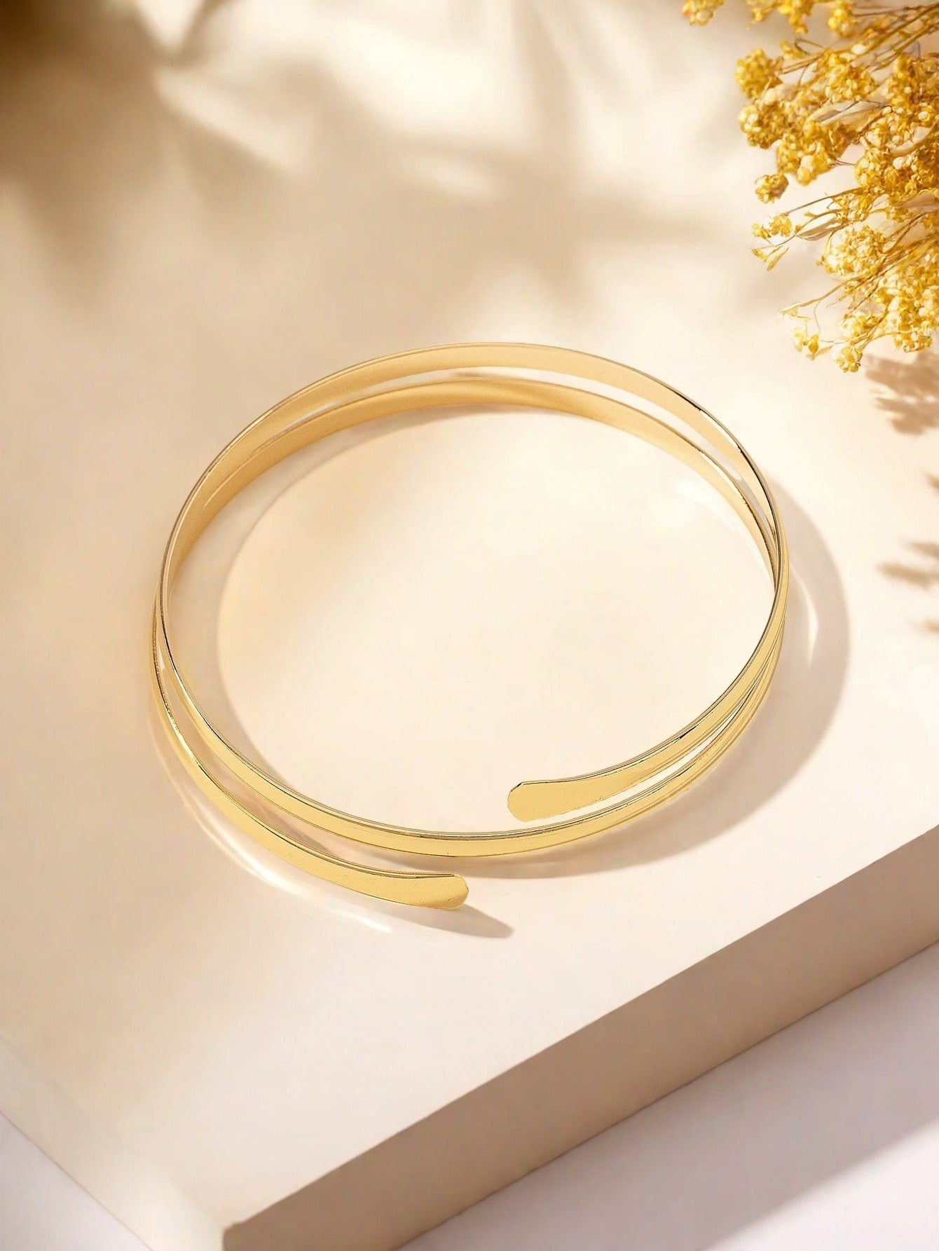 Bracelet couple or métal plat minimaliste