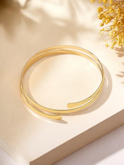 Bracelet couple or métal plat minimaliste