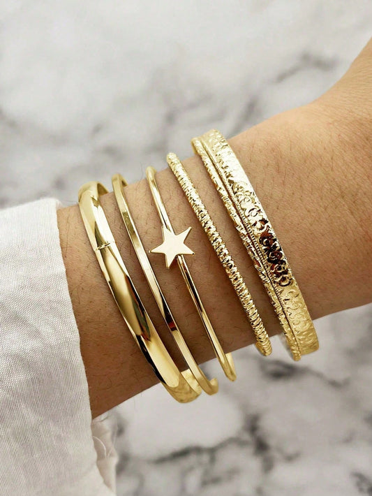 6 bracelets joncs étoilés pour femmes