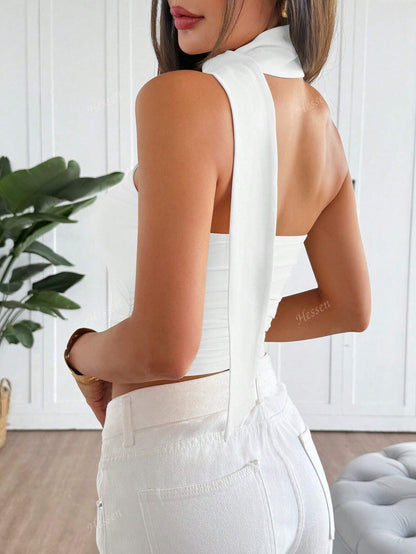 Blouse sans bretelles ajustable pour femmes