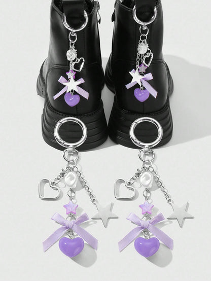 Clips à chaussures nœud ruban violet - 2 pièces