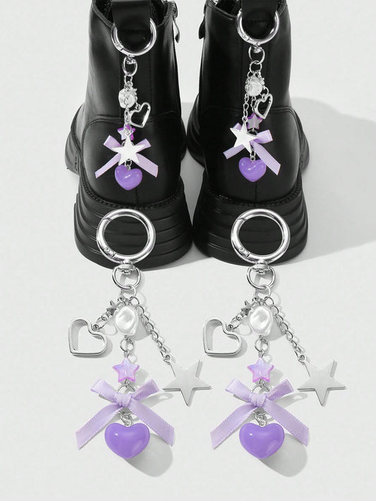 Clips à chaussures nœud ruban violet - 2 pièces