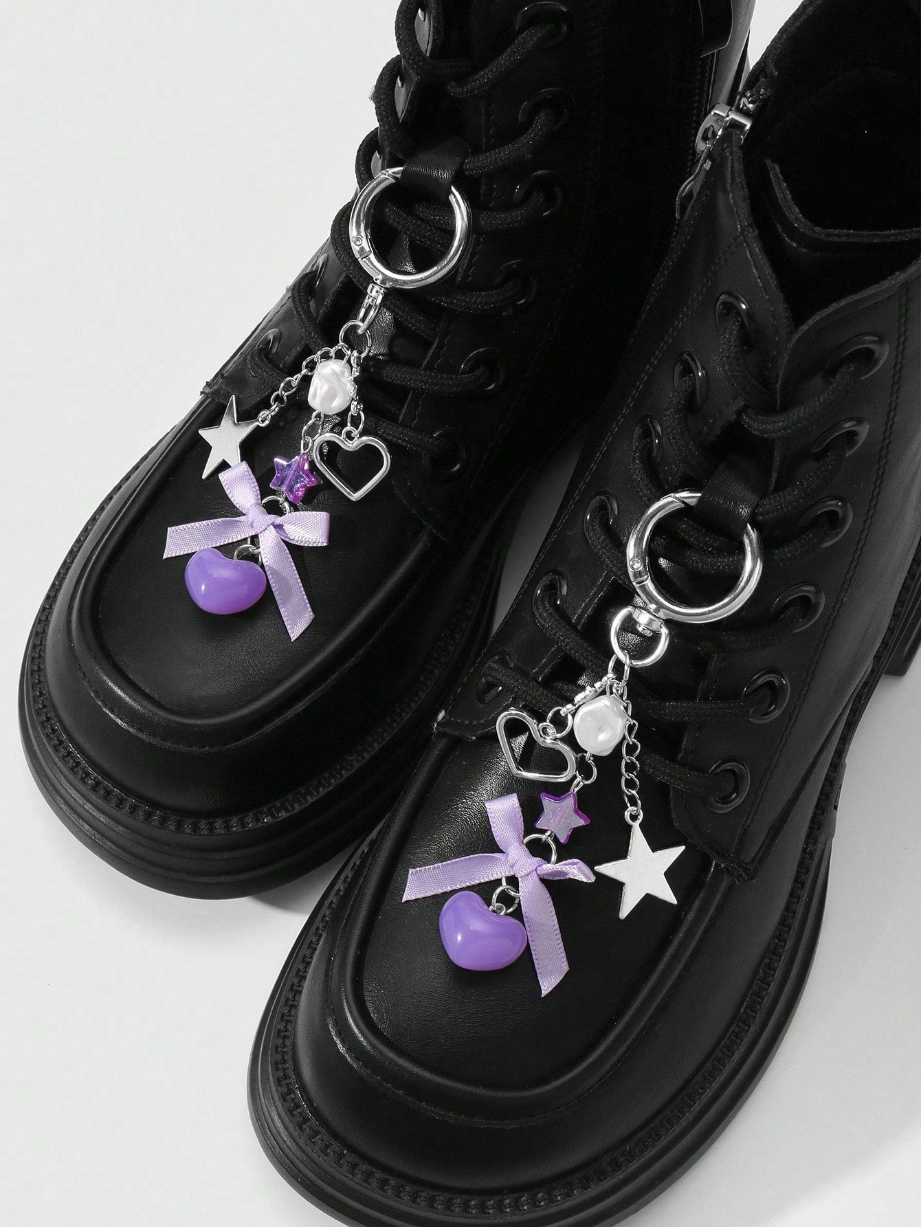 Clips à chaussures nœud ruban violet - 2 pièces