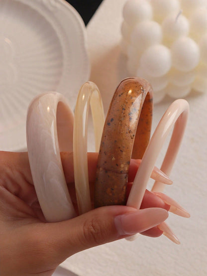 Set de 4 bracelets rétro acrylique pour femmes