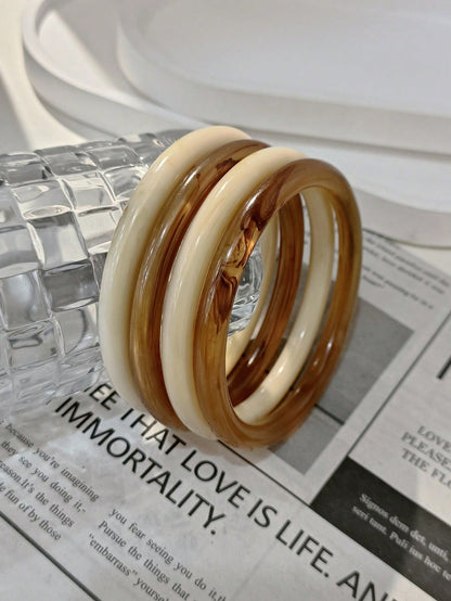 Bracelets manchette acrylique marron 4 pièces - Bohème multicouche