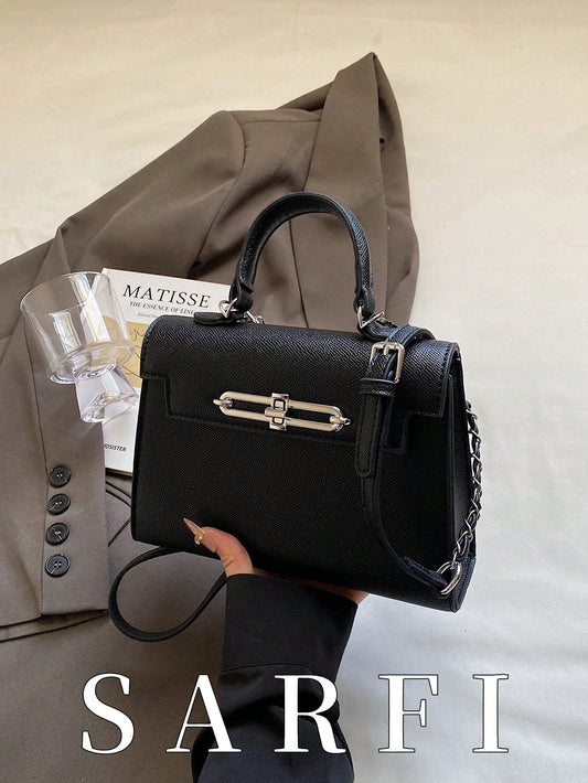 Sac à main minimaliste femme, bandoulière réglable, fermeture serrure