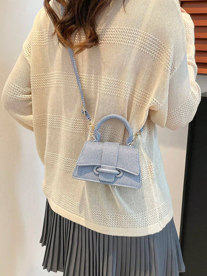 Sac à main carré mini pour femme, couleur unie
