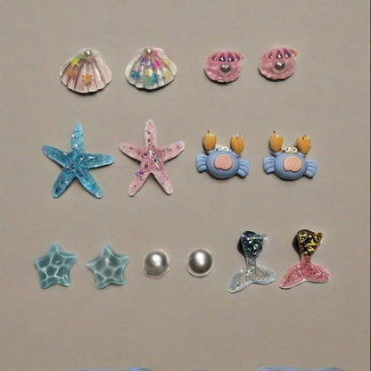 14 Charms Chaussures Monde Marin - Étoiles de Mer, Perles, Coquillages