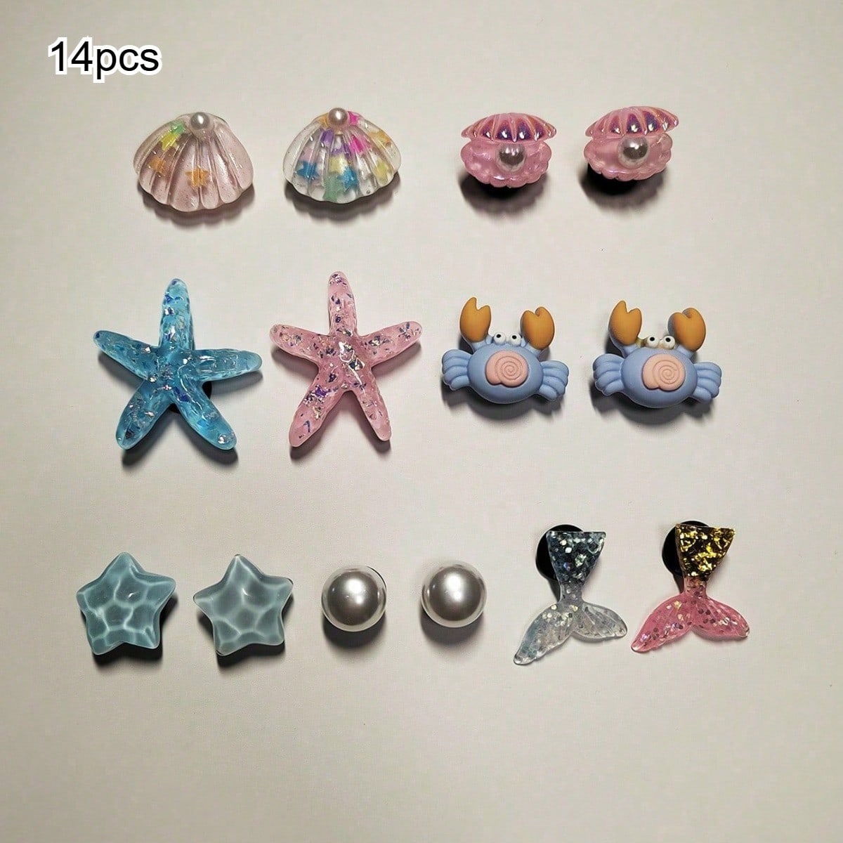 14 Charms Chaussures Monde Marin - Étoiles de Mer, Perles, Coquillages