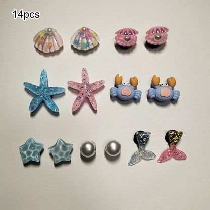 14 Charms Chaussures Monde Marin - Étoiles de Mer, Perles, Coquillages