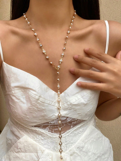 Collier chaîne Y doré/argenté avec pendentif scintillant