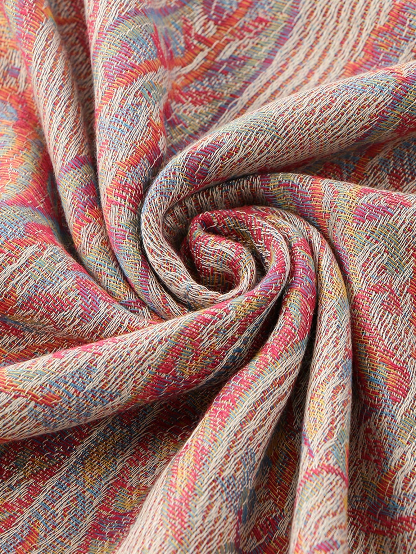 Écharpe jacquard cachemire à franges - Modèle rose