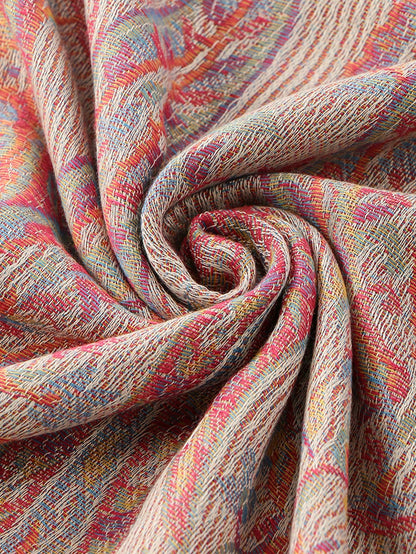 Écharpe jacquard cachemire à franges - Modèle rose