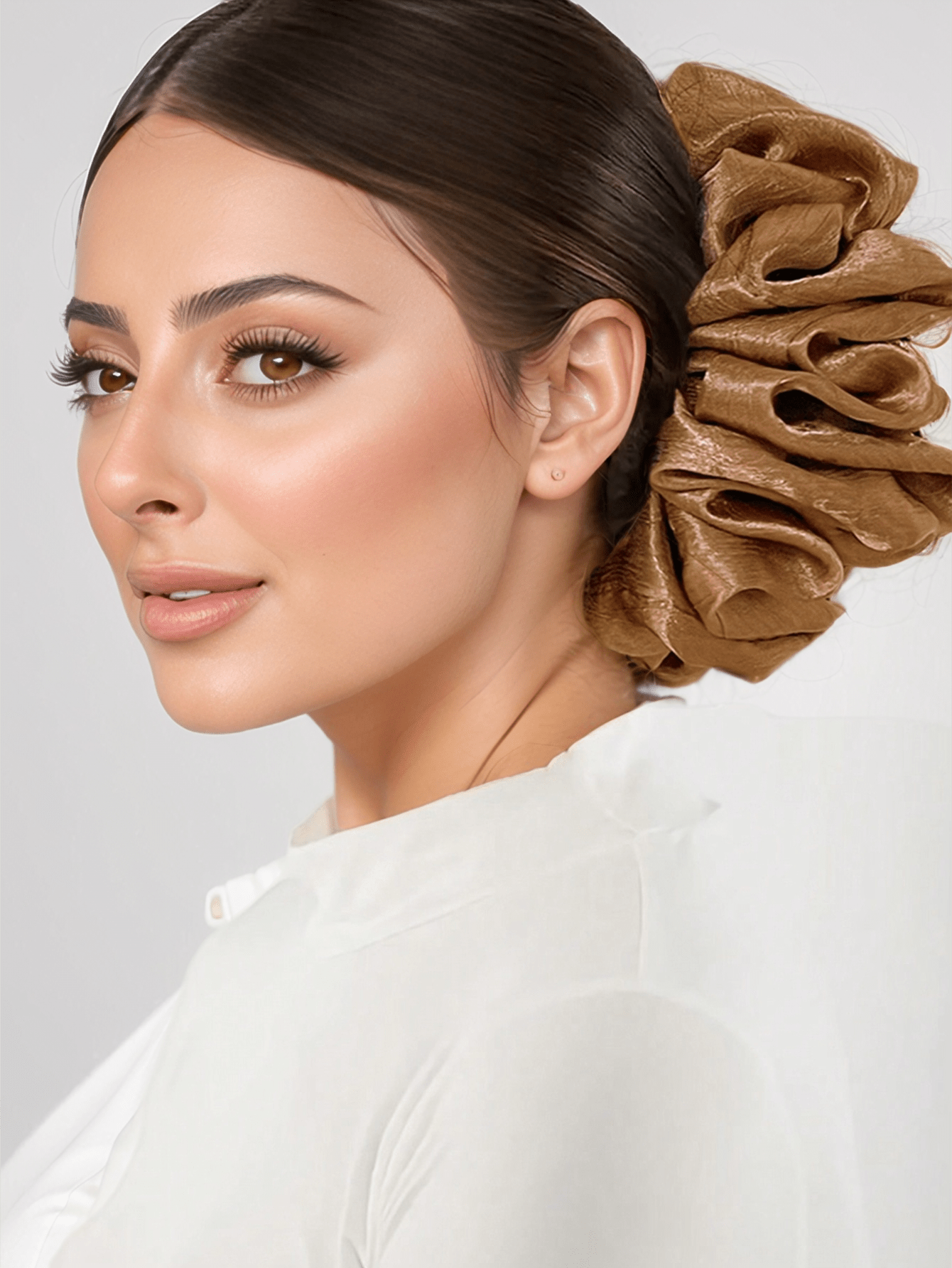 Chouchou mousseline de soie uni avec doublure