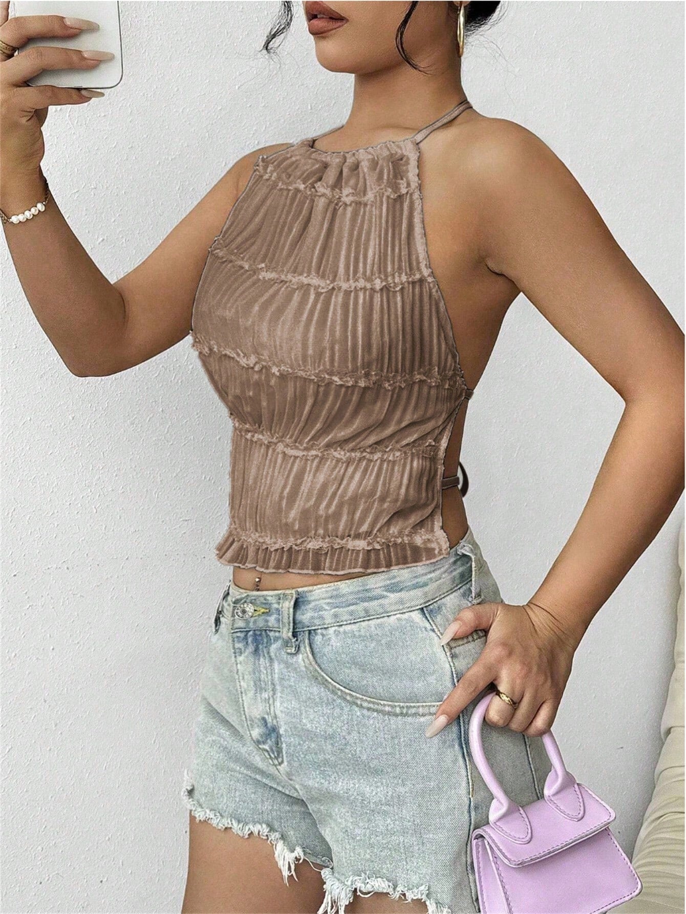 Débardeur dos nu femme couleur unie